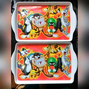 Set of RETRO Warner Bros LOONEY TUNES Vintage Bugs Bunny & friends "Tray.